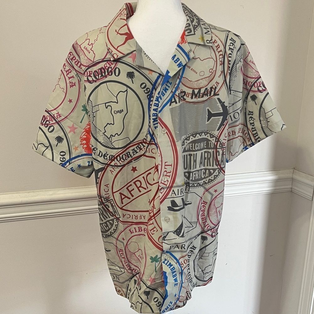 NWOT Brooklyn State Air Mail South Africa Button Down Shirt Size M Medium Men's